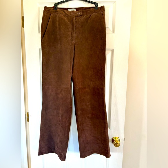 August Silk Brown Suede Pants - Picture 1 of 9